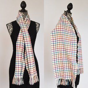 100% Cashmere Scarf, Colorful Scotland Made w/Fringe